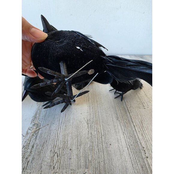 Realistic Crows Lifesize Extra Large Handmade Black  Greenbrier graveyard Crow Bird‎ Halloween realistic prop feather decor
